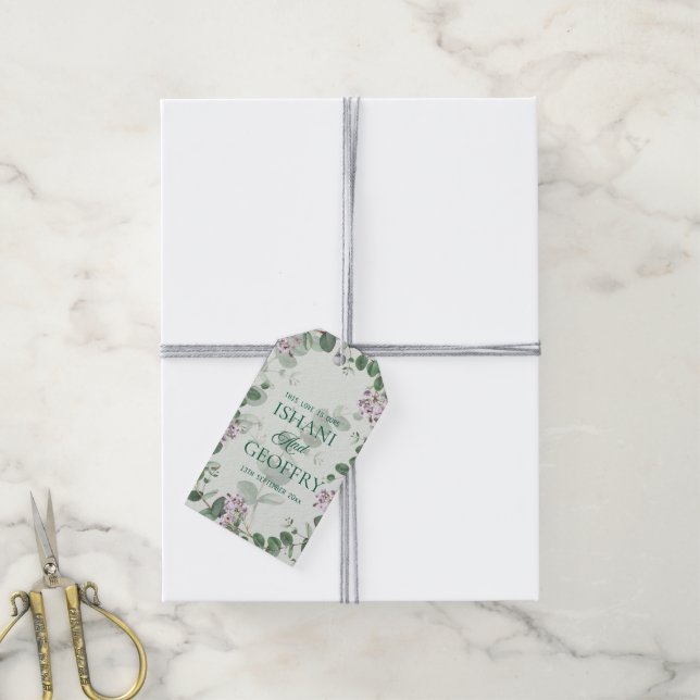 Étiquettes-cadeau Feuilles d'Eucalyptus Verdure Mariage (Avec de la ficelle)