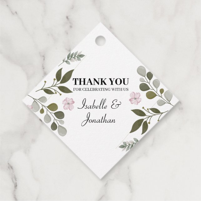 Étiquettes Cadeau Feuilles Et Fleurs Abstraits (Dos)