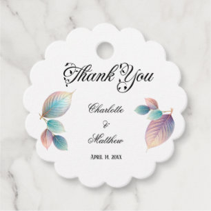 Étiquettes Cadeau Feuilles iridescentes pastel Mariage pastels rêveu