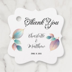 Étiquettes Cadeau Feuilles iridescentes pastel Mariage pastels rêveu