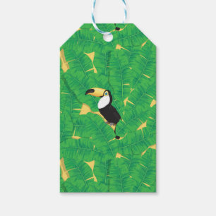 Étiquettes-cadeau Feuilles toucans et bananes