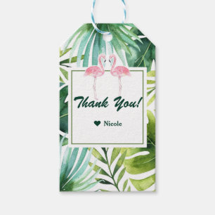Étiquettes-cadeau Feuilles tropicales et flamants roses faveur de ma