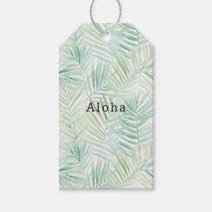 Étiquettes-cadeau Feuilles tropicales vertes Aloha