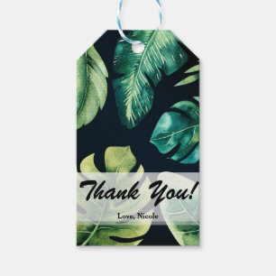 Étiquettes-cadeau Feuilles tropicales vertes Élégant cadeau de maria