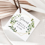 Étiquettes Cadeau Feuilles verts tropicaux Gracias Mariage<br><div class="desc">Ces étiquettes de bienvenue pour mariage vert tropical feuilles sont parfaites pour un mariage moderne espagnol. Le design présente de beaux feuilles verts peints à la main, ornant un cadre géométrique doré. Faites de vos étiquettes vos propres en incluant vos noms, l'événement (le cas échéant) et la date. Ces étiquettes...</div>