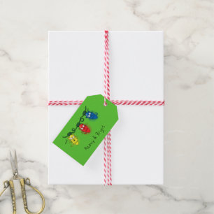 Étiquettes-cadeau Feux de Noël de chat amusant Meowy et brillant
