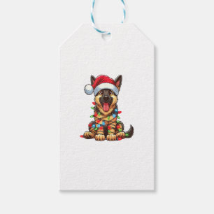 Étiquettes-cadeau Feux de Noël du chien berger allemand Santa Hat Xm