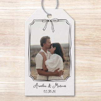 Étiquettes-cadeau Fiançailles personnalisé Coquette Bow Frame Maria