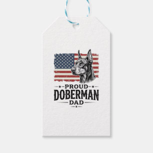 Étiquettes-cadeau Fier papa Doberman Drapeau vintage vecteur de conc
