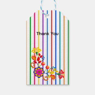 Étiquettes-cadeau Fière d'être Latino Baby shower   Fleurs et rayure