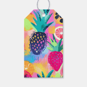 Étiquettes-cadeau Fiesta Abstraite de fruits tropicaux Paradise