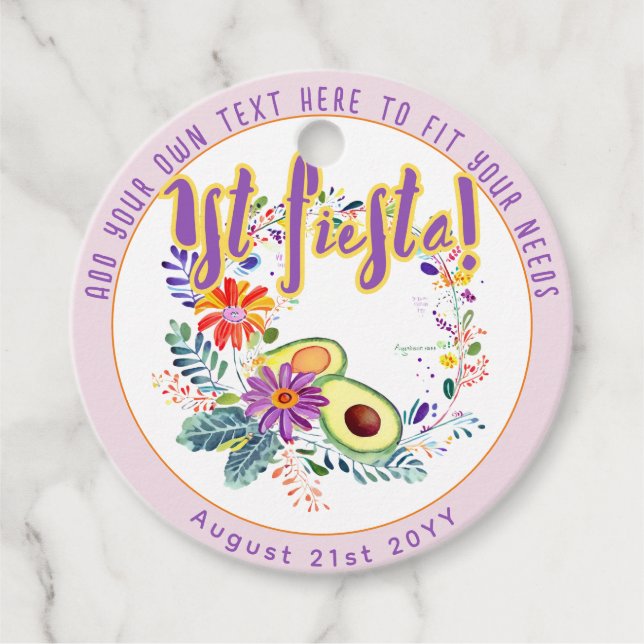 Étiquettes Cadeau FIESTA Avocat rose Folkart Fleurs Personnalisé (Devant)