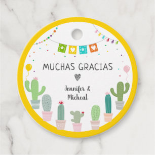 Étiquettes Cadeau Fiesta Cactus Muchas Gracias Baby shower Merci