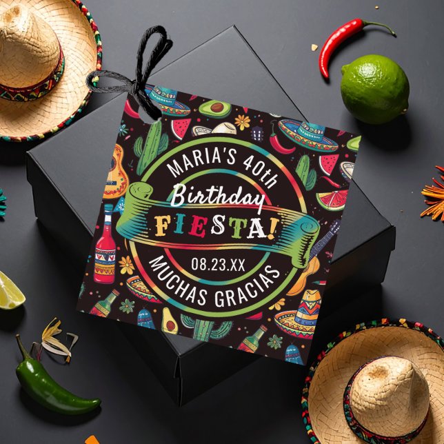 Étiquettes Cadeau Fiesta mexicaine Toute occasion Motif Black ID1114 (Créateur téléchargé)