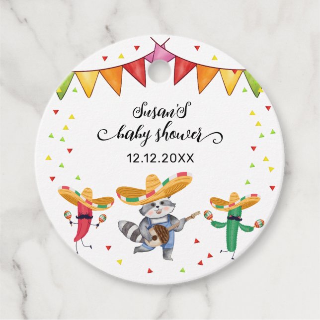 Étiquettes Cadeau Fiesta Taco 'Bout A Baby Cactus Baby shower animal (Devant)