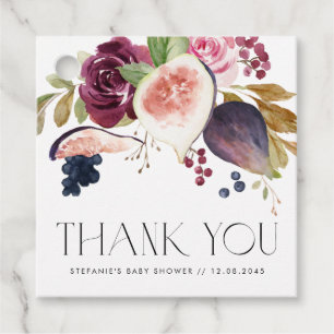 Étiquettes Cadeau Figs et Fleurs Bourgogne Baby shower Merci