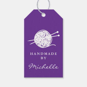 Étiquettes-cadeau fil à tricoter en laine fait main logo boule perso