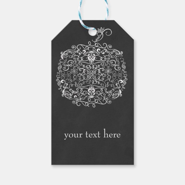 Étiquettes-cadeau Filigree Chalkboard Automne Citrouille Automne Aut (Devant)