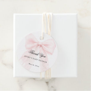 Étiquettes Cadeau Fille au Nœud Rose Fête de Naissance Moderne