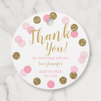 Étiquettes Cadeau Fille Baby shower Merci Favoriser Tags Pink Gold