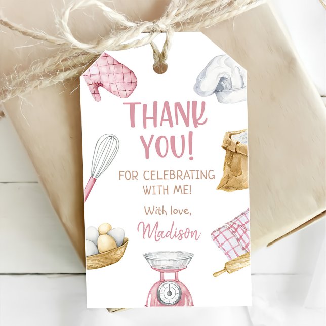 Étiquettes-cadeau Fille Baking Cuisine 1er anniversaire fête (Créateur téléchargé)