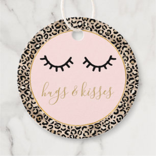 Étiquettes Cadeau Fille Black Eyelashes Gold Glam Empreinte de léopa