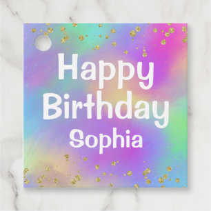 Étiquettes Cadeau Fille colorée Joyeux Anniversaire Unicorn Parties