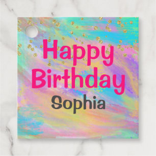 Étiquettes Cadeau Fille colorée Joyeux Anniversaire Unicorn Parties