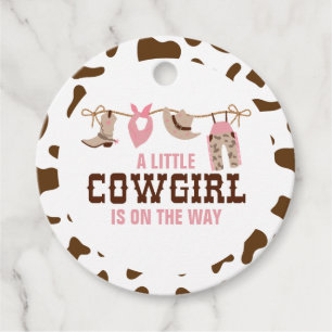 Étiquettes Cadeau Fille cow-girl occidentale Shower de bébé rose