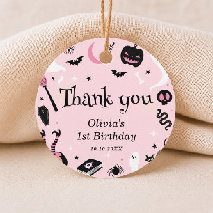 Étiquettes Cadeau Fille d'anniversaire d'Halloween rose