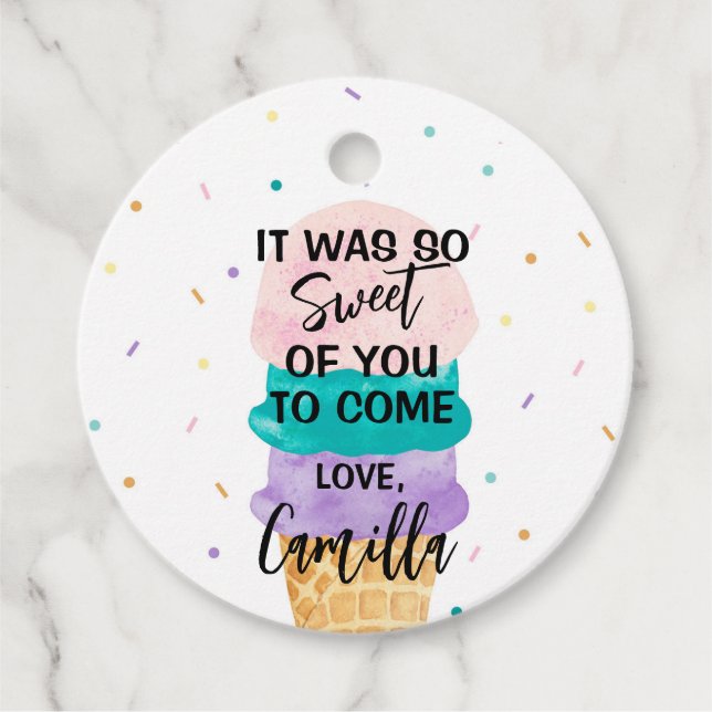 Étiquettes Cadeau Fille d'anniversaire Ice Cream Cone Party (Devant)