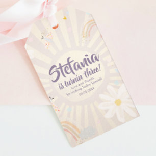 Étiquettes-cadeau Fille d'anniversaire pastel rose Merci