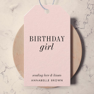 Étiquettes-cadeau Fille d'anniversaire   Simple Blush Rose Feminine 