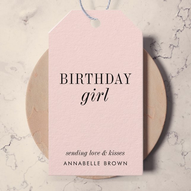 Étiquettes-cadeau Fille d'anniversaire | Simple Blush Rose Feminine  (Créateur téléchargé)