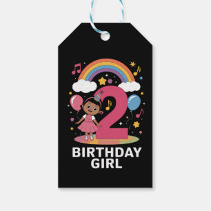 Étiquettes-cadeau Fille de deux ans anniversaire adorable 2ème anniv