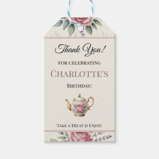 Étiquettes-cadeau Fille de thé floral doux Merci pour le nom de l'in