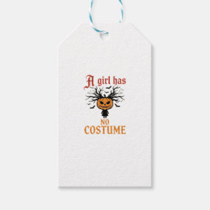 Étiquettes-cadeau Fille d'Halloween n'a pas de costume Citrouille