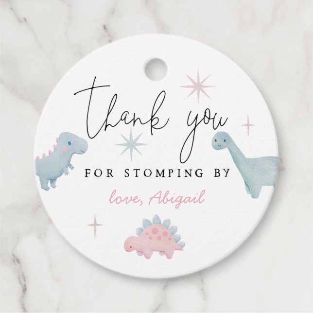 Étiquettes Cadeau Fille Dinosaure Anniversaire Stomper par (Devant)