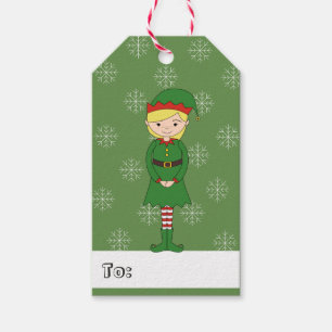 Étiquettes-cadeau Fille Elfe illusima Noël Flocons de Neige Vert