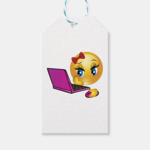 Étiquettes-cadeau Fille Emoji Ordinateur Personnalisé