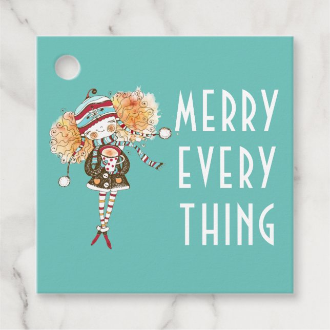 Étiquettes Cadeau Fille fantaisiste Joyeux Tout Noël  (Devant)