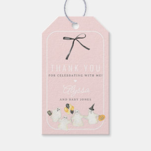 Étiquettes-cadeau Fille Halloween Fantôme et Baby shower noir Bow
