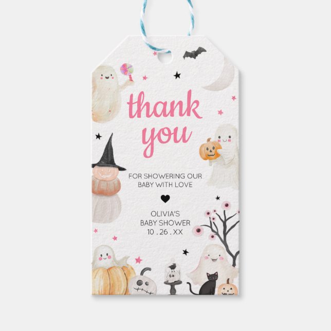 Étiquettes-cadeau Fille Halloween Petit Boo Baby shower Favoriser Ta (Devant)