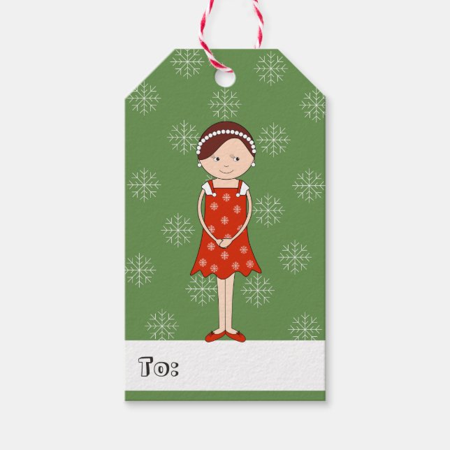 Étiquettes-cadeau Fille illusima Noël Flocons de neige (Devant)