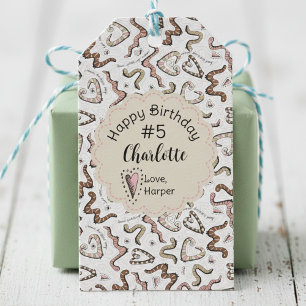 Étiquettes-cadeau Fille Insectes Coeur Veux vers Anniversaire