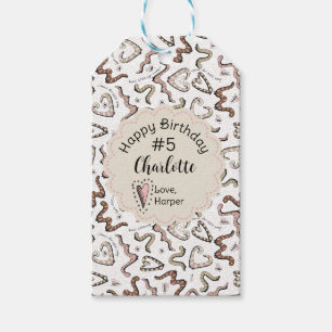 Étiquettes-cadeau Fille Insectes Coeur Veux vers Anniversaire