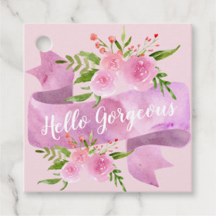 Étiquettes Cadeau Fille Joli Chic Floral Rose Rose Rose Rose Bonjour