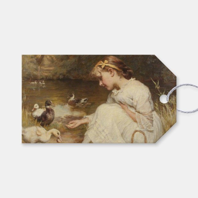 Étiquettes-cadeau Fille nourricière canards (par Frederick Morgan) (Devant (Horizontal))