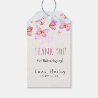 Étiquettes-cadeau Fille Papillon Aquarelle Élégante 1er Anniversaire