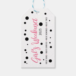 Étiquettes-cadeau Fille personnalisée week-end rose pointillé